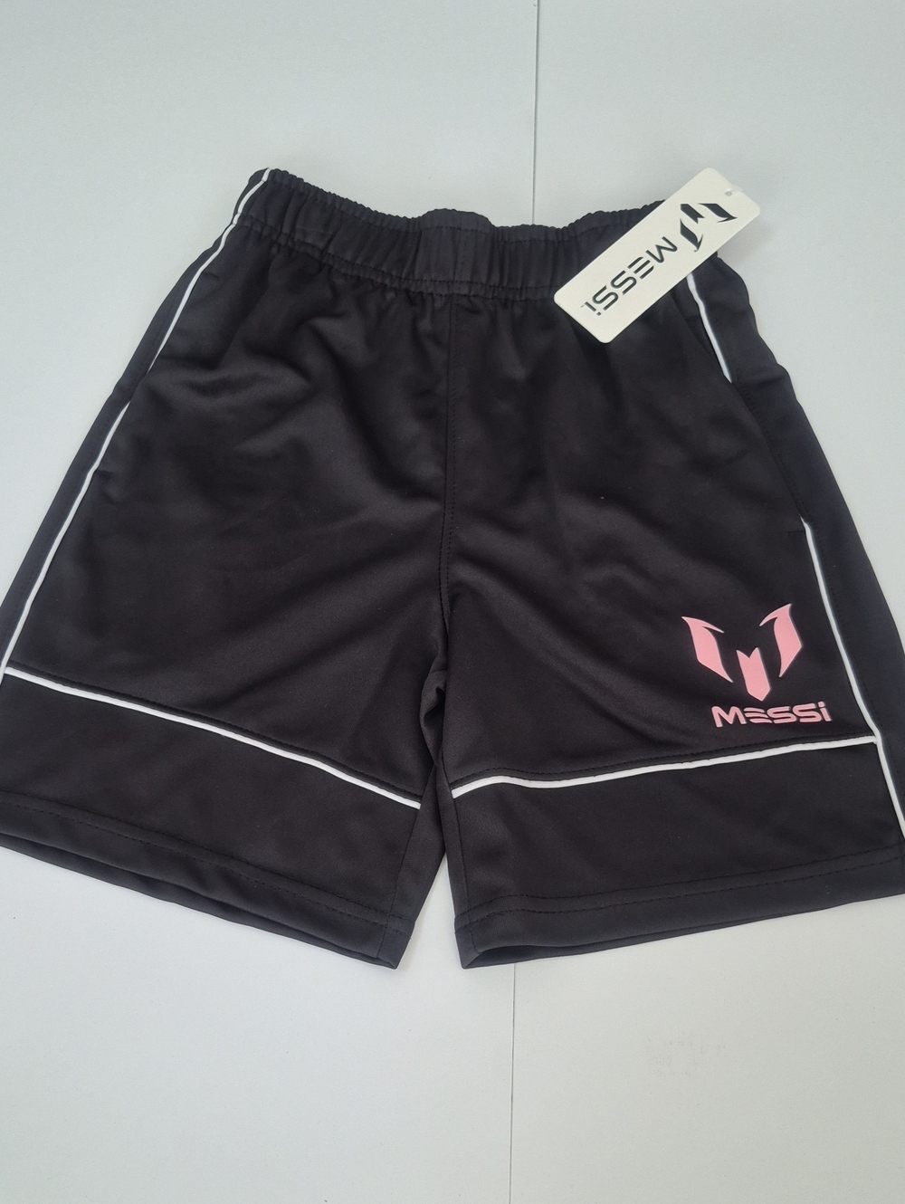 New MESSI Black Athletic Shorts with Pink Logo World Cup Boys M (8)